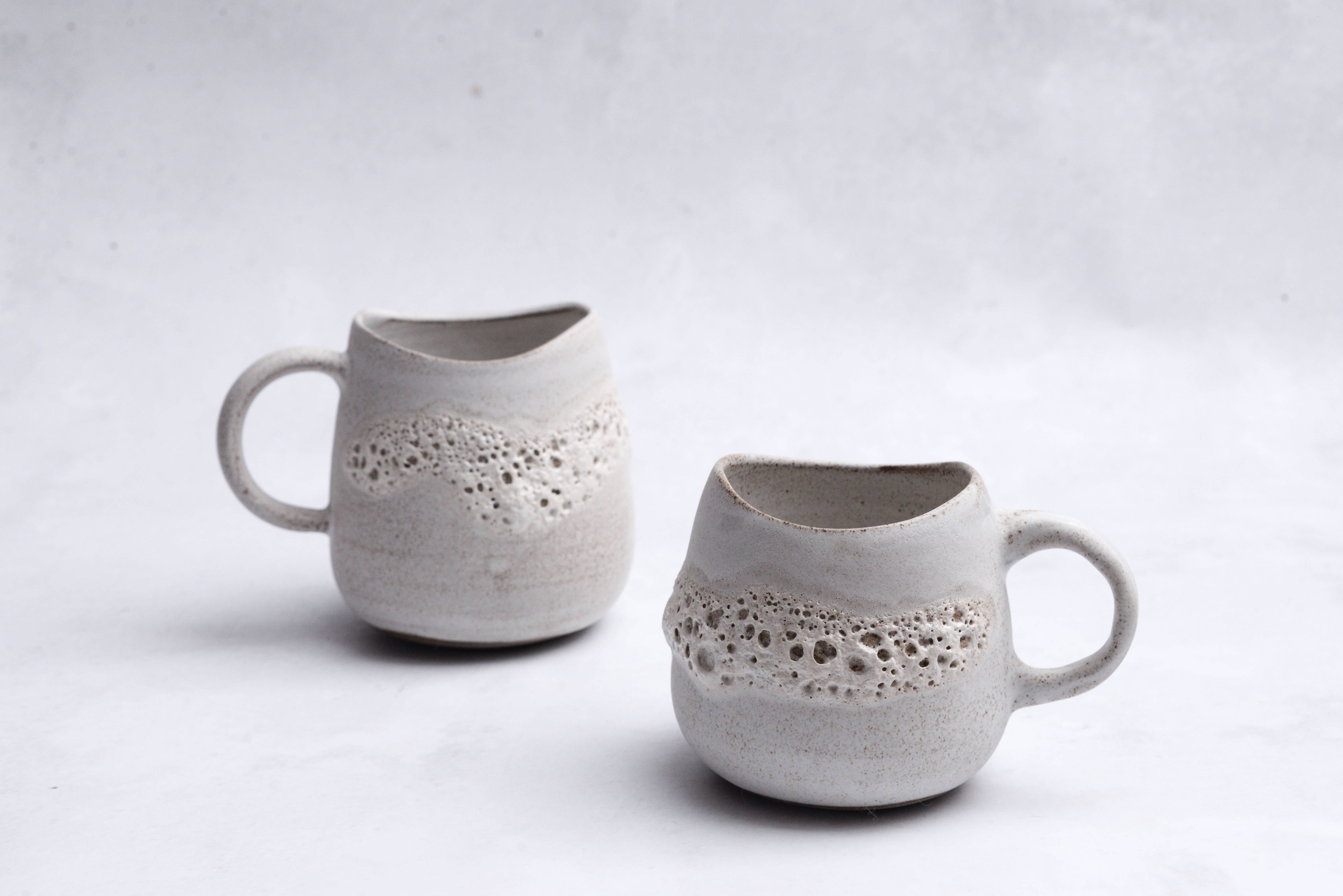 LAIMA CERAMICS (SIA Radosa Apvieniba Spares) - Wholesale Coffee Mug - MOON Collection STABILITY Mug – White Crater Glaze Stoneware4