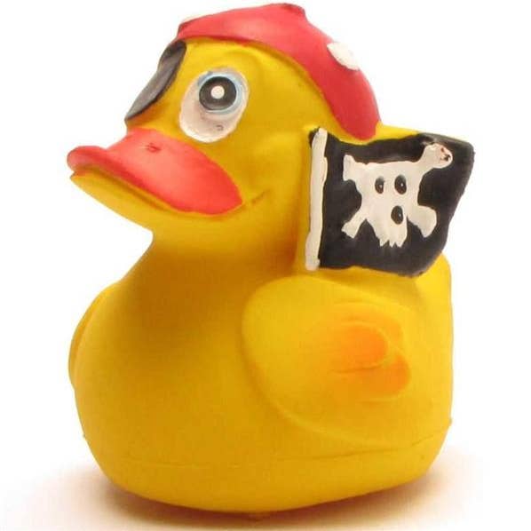 Duckshop - Vente Jouet pour le bain – bébé - Canard pirate en caoutchouc avec bandana rouge - canard en caoutchouc