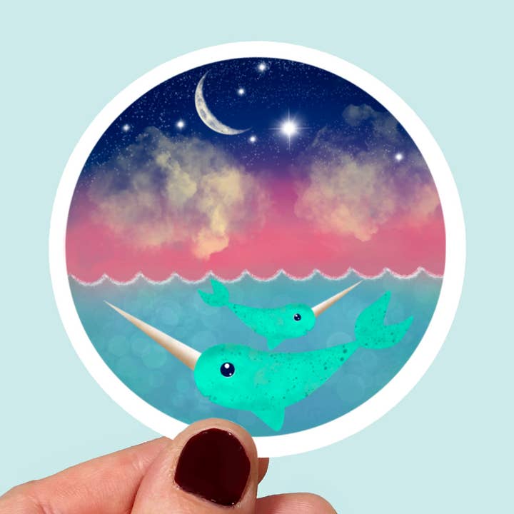 Vattentät Vinyl Dreamy Narwhals klistermärke för wholesale av Songbird Artistry