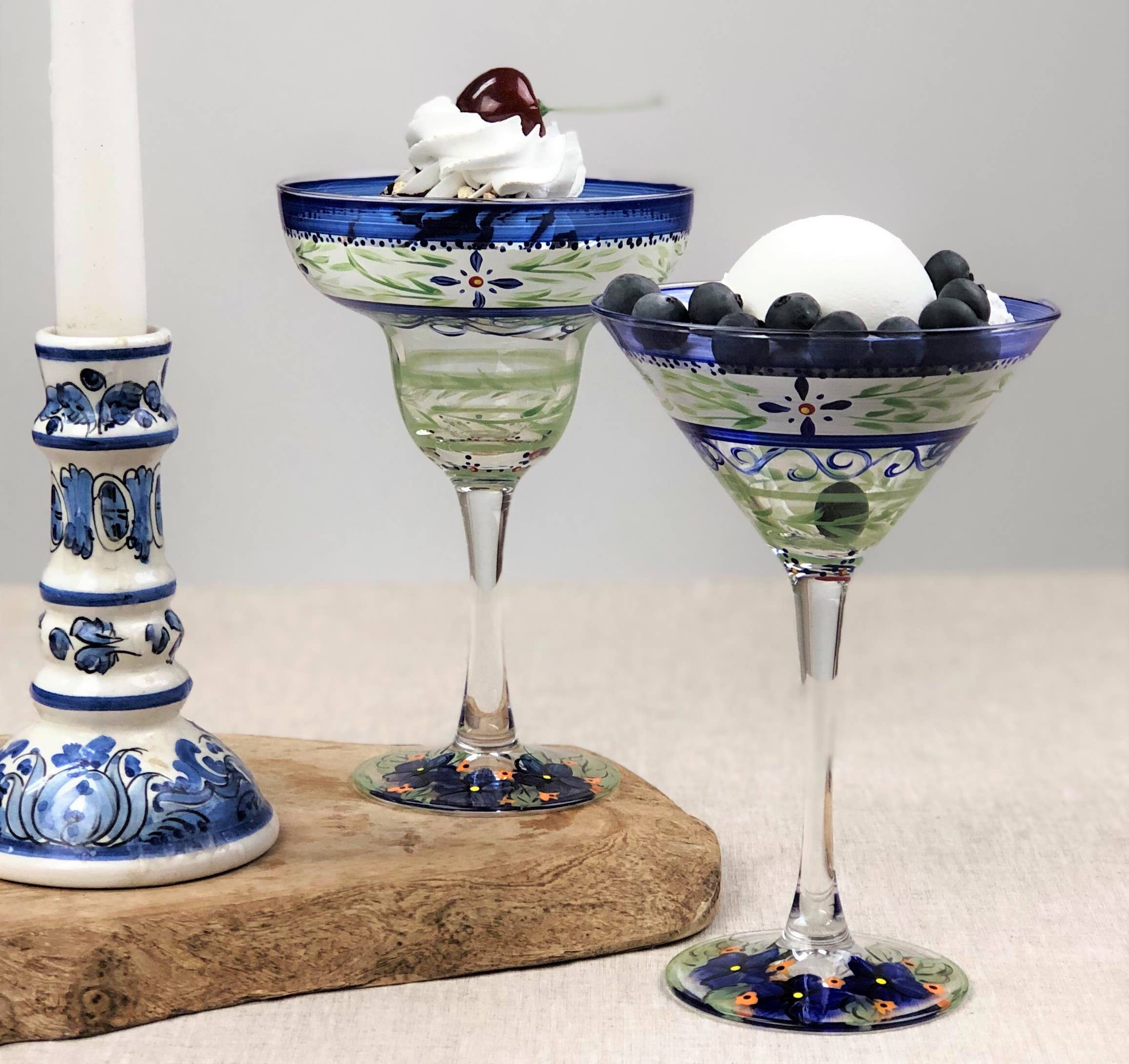 Golden Hill Studio – wholesale Cocktail-/likörglas – Barcelona Blue Martini Glasögon2