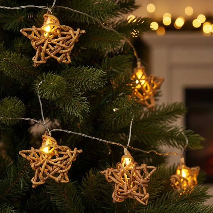 Handmade Banana Rope Star Fairy Lights for wholesale by Zwende