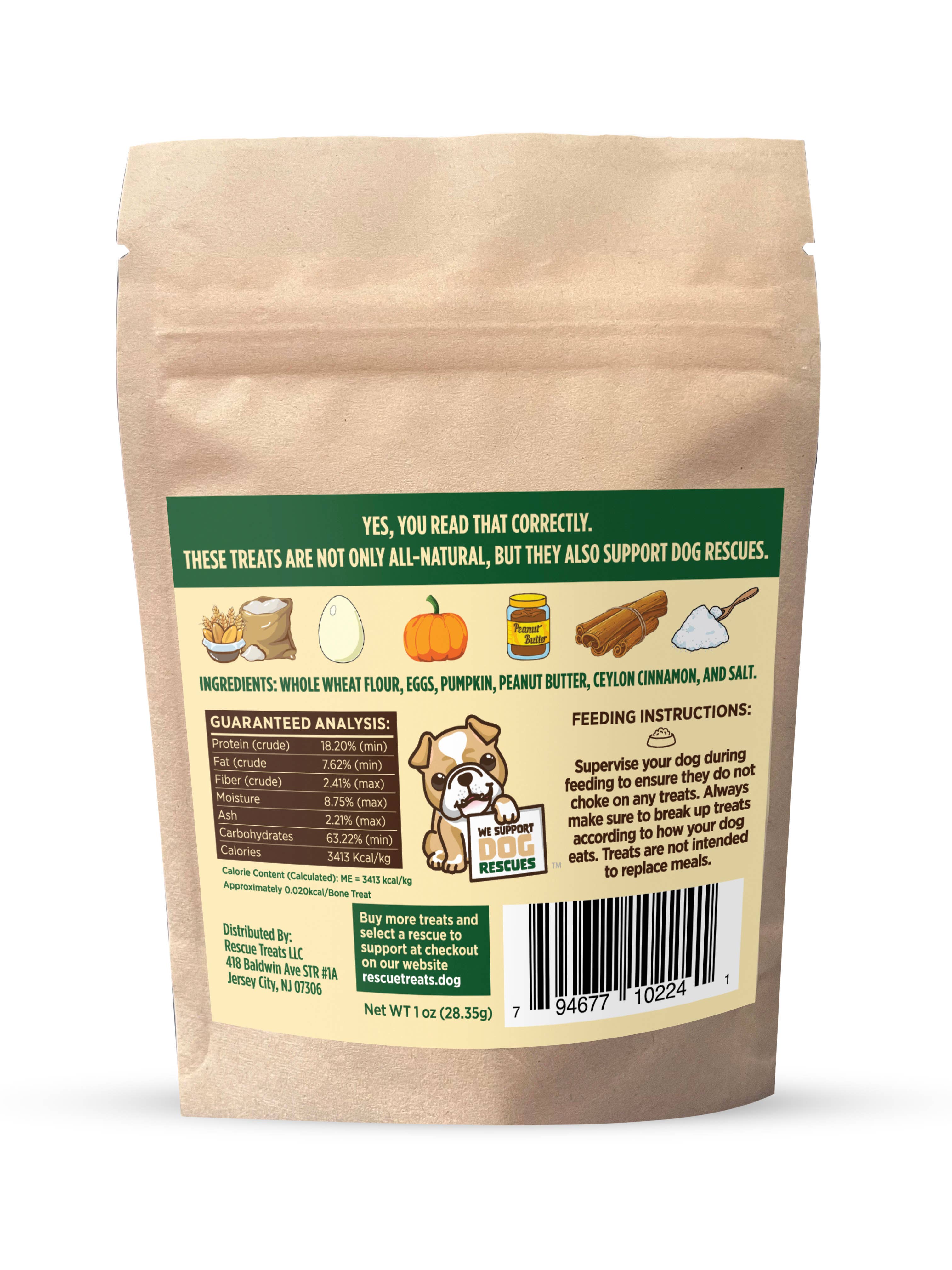 Rescue Treats - Wholesale Pet Treats - Dog - Rescue Treats Pumpkin & Peanut Butter Dog Treats Mini-Bag2