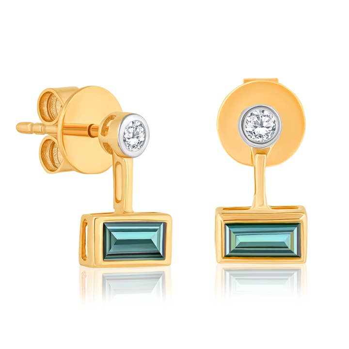 ARETES MINI BUGUETTE DE 14K PARA MUJER para venta al por mayor de AMPM Gems & Jewels