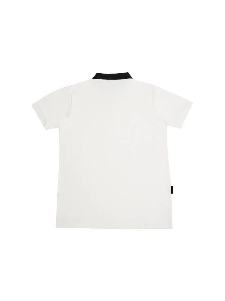 White Black Mens Short Sleeve Polo Shirt Custom Fit Top - White/Black for wholesale on Faire