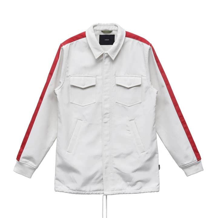 Konus Men's Bonded Fabric Coaches Jacket in White for wholesale by Robin K