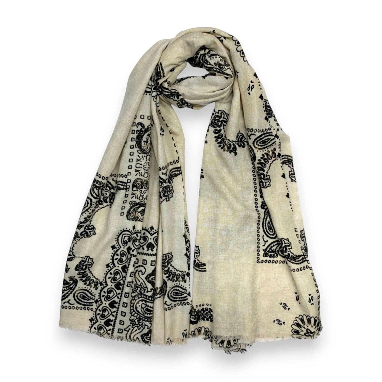 Lili Scarves (US Duty Free) – wholesale Scarf – Women's – Bandana Print Wool Blend Scarf3
