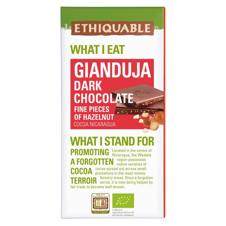 Mørk chokolade Gianduja Fine stykker af hasselnød - Nicaragua for engroshandel hos Ethiquable