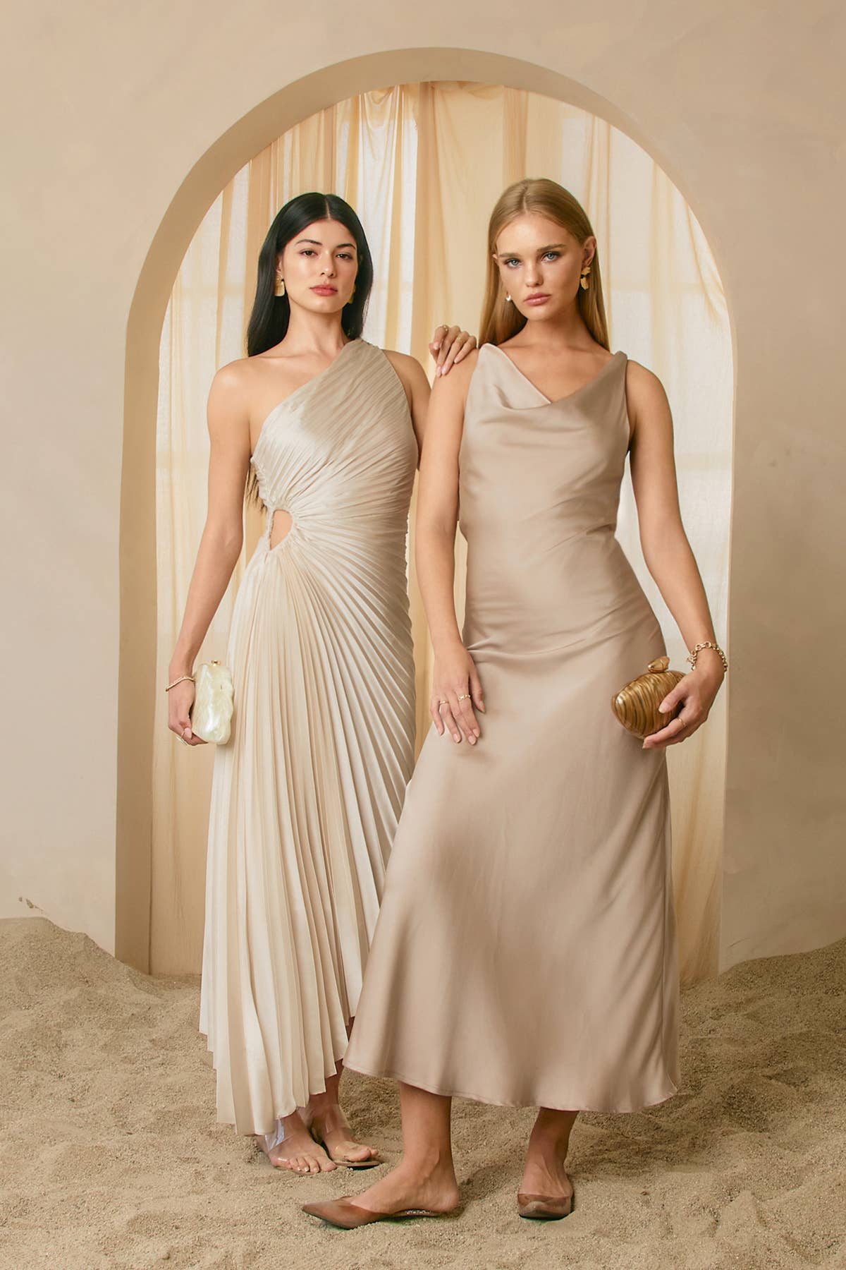 Dress Forum - Wholesale Dress - Women's - Olympia Asymmetrical Pleated Maxi Dress43