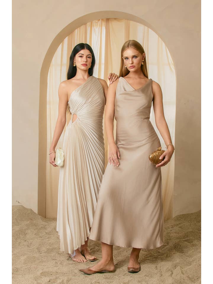Dress Forum - Wholesale Dress - Women's - Olympia Asymmetrical Pleated Maxi Dress (1)80