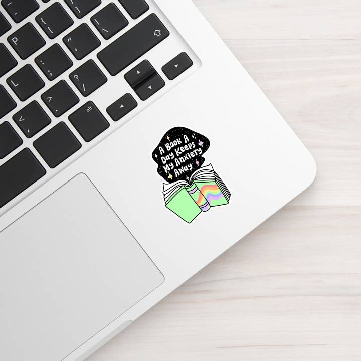 Book Lover Merch Shop - Wholesale Sticker - A Book A Day Keeps My Anxiety Away Stickers / Trendy Reading