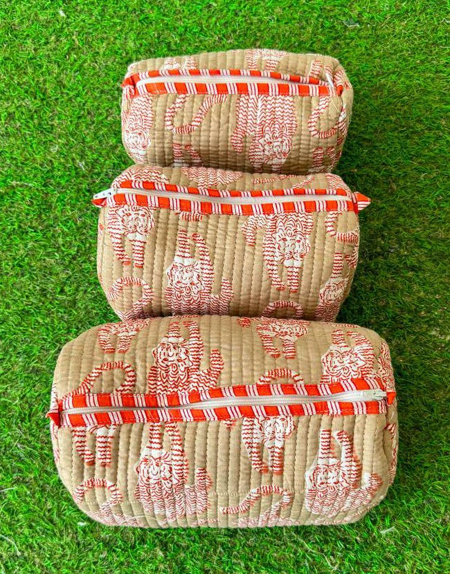 GYPSY STUDIO - Wholesale Makeup/Cosmetic Bag - Tiger Printed Bohemian Cotton Bag Quilted Girls Cosmetic Bag1