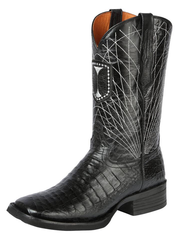 El General Rodeo - Alligator leren laarzen met print - Zwart 44671 voor wholesale door El General Western Wear