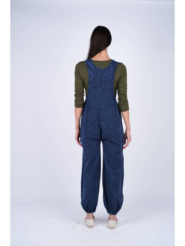 Sacred Threads - Wholesale Overalls - Women's - Textured Stone-Washed Cotton Overalls Cuffed Bottoms8