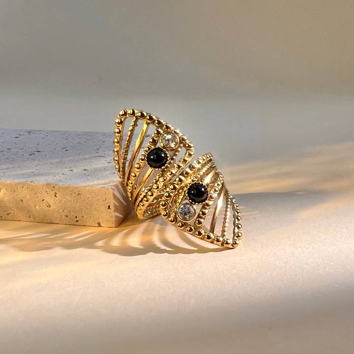 COSMOS – Großhandel Cocktail-/Statement-Ring – Verstellbarer Edelstahlring mit gedrehtem Design6