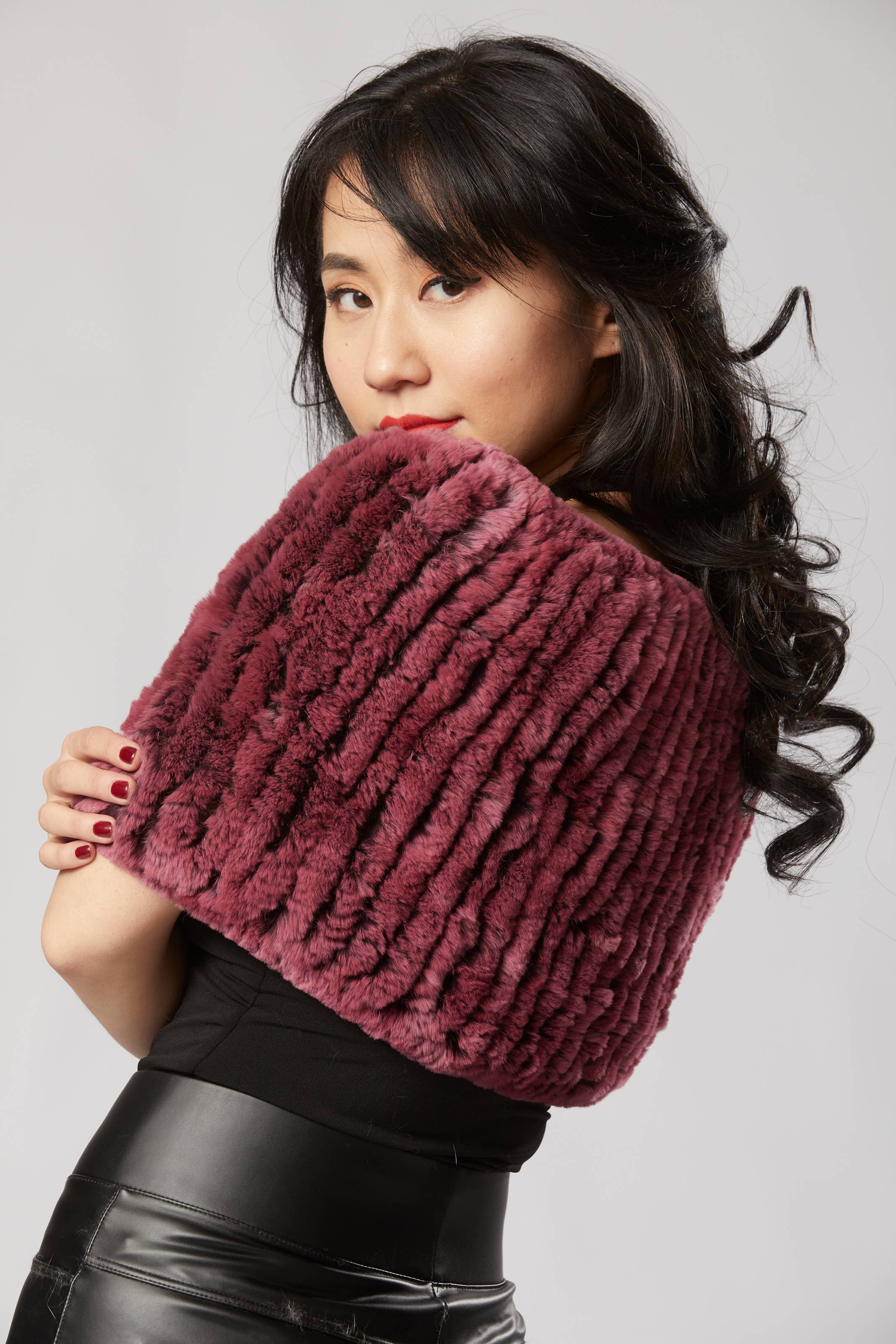 Opulence Fluff - Wholesale Scarf - Women's - Griselle Shrug/ Cape/ Scarf - Rustic Mulberry2