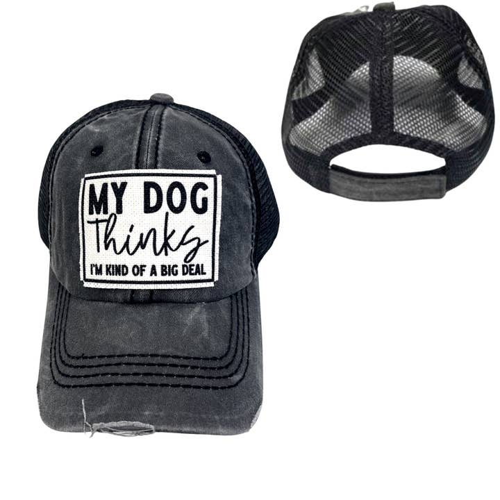 dkhandmade - Wholesale Trucker Hat - Unisex - MY DOG THINKS I'M KIND OF A BIG DEAL HATS | DISTRESSED