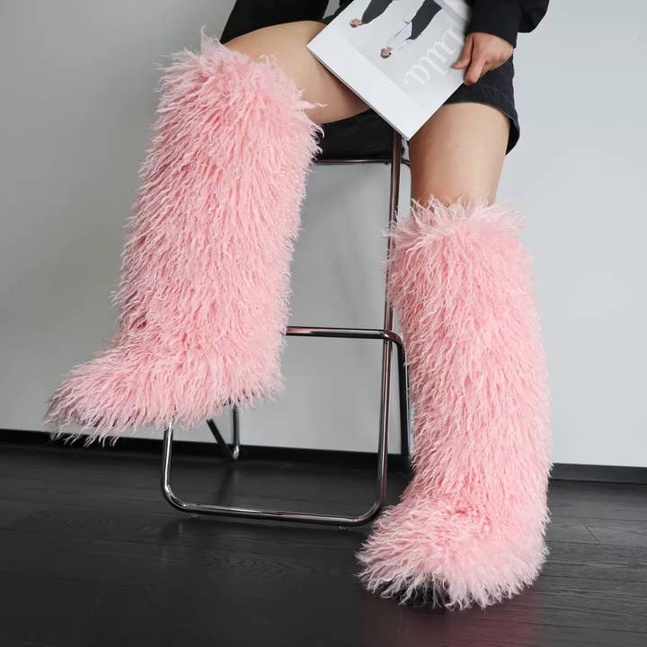 MB Fashion Wholesale - Wholesale Boots - Women's - Every Fashion Knee-High Fluffy Faux Fur Statement Boots 008 RA11