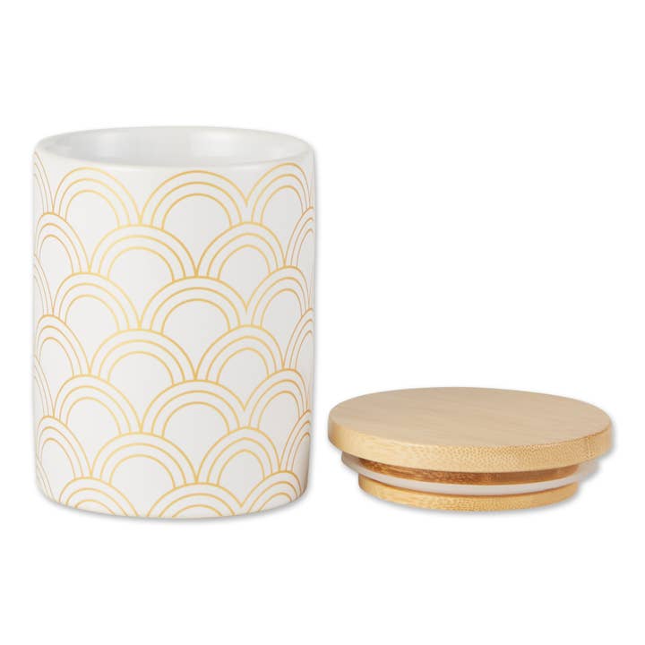 Welcome Home Unbeatable Deals - Wholesale Canister Set - White And Gold Mi x ed Print Ceramic Canister Set of 3