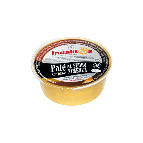 Indalitos - Vendita all'ingrosso Pasti pronti a lunga conservazione - Patè Pedro Ximénez con uvetta 25Gr0