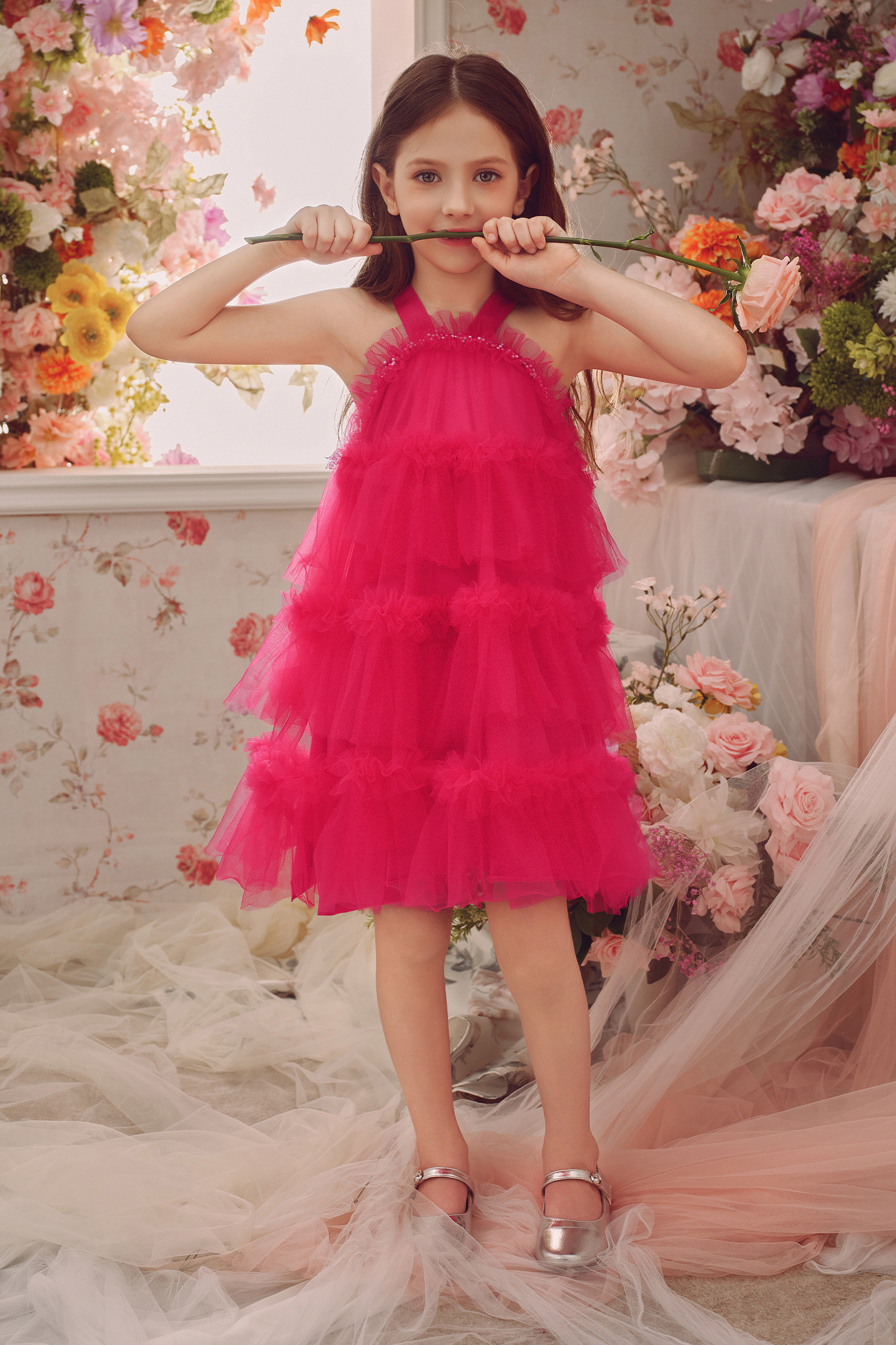 Tutuland - Vente Robe – enfant - Robe de fête d'anniversaire en tulle à col nu et perles6