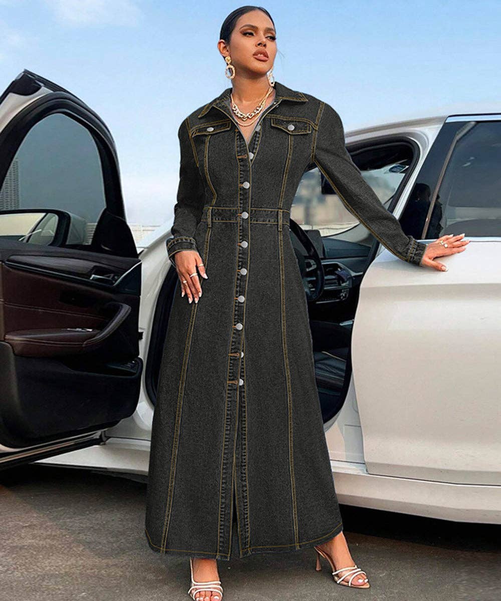 Aria Romance – wholesale Klänning - Dam – Knappfram Denimskjortklänning12