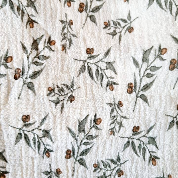 Rammelaartje - Vente Lange – bébé - Tissu en mousseline 60x80cm - Beige fleuri