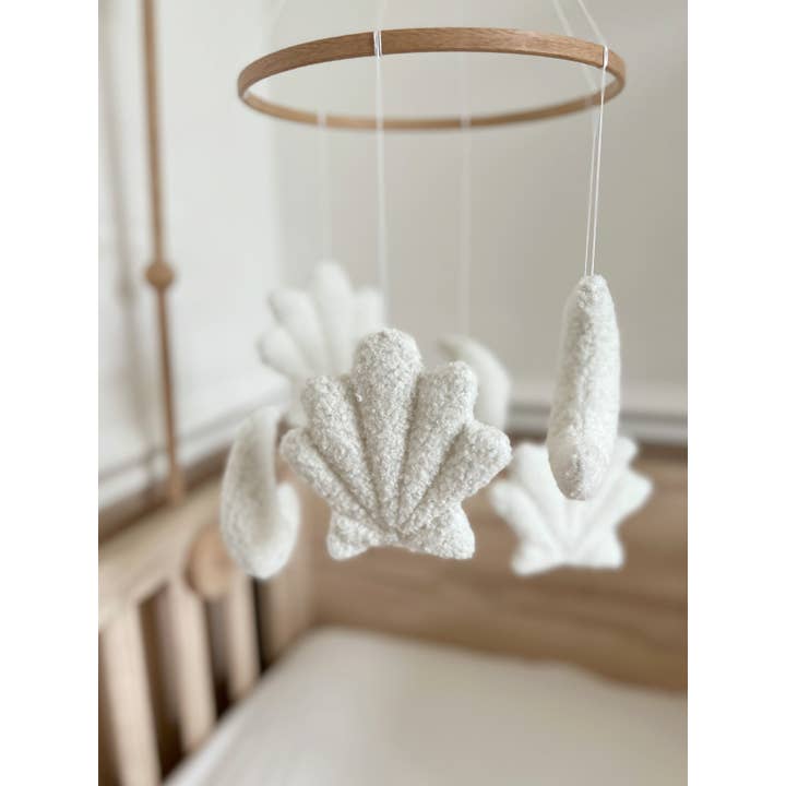 Edie & Joe - Wholesale Baby Mobile - Micro Boucle Shell & Moon Mobile Nursery Decor1