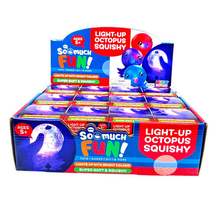 Novelty Brands - Wholesale Squishy Toy - Kids & Baby - So Much Fun! Squishy Light Up Octopus Boxed Toy - 12/Display4