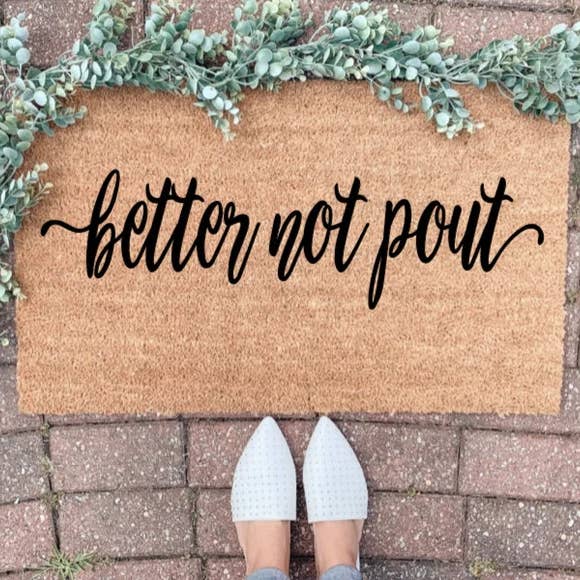 Better Not Pout deurmatdecor voor kerstvakantie welkom voor wholesale door ShopByThePalms