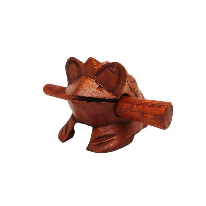 Croaking Frog Guiro Wood Brown 6x8x5cm for wholesale by Shared Earth
