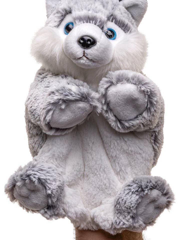 Husky hand puppet - 24 cm (height) - cuddly/plush toy for wholesale by Uni Toys