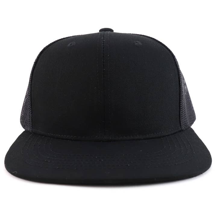 Trendy Apparel Shop - Wholesale Trucker Hat - Unisex - Oversize 2XL Blank Plain Flatbill Mesh Snapback Baseball Cap
