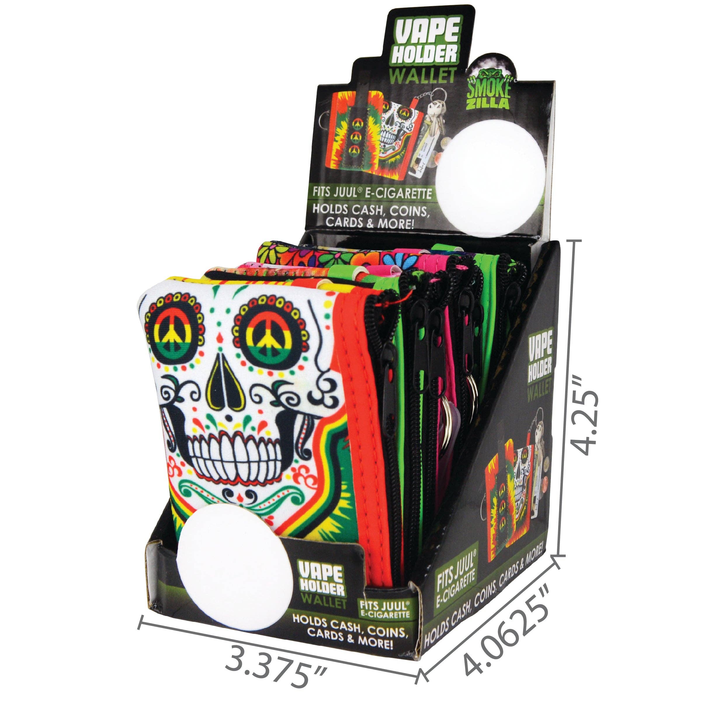 Novelty Brands - Wholesale Retailer Display - Accessories - Neoprene Vape Wallet Pouch Key Chain- 6 Piece Display3