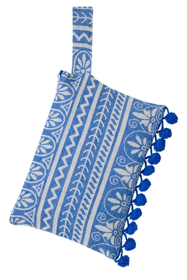 AELIA ANNA - Wholesale Clutch Bag - Women's - CLUTCH ELLINIKO PARL.BLUE PONPON0