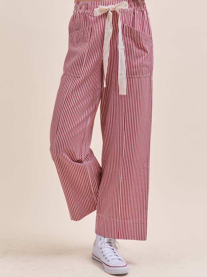 Black Offwht Stripe STRIPED WIDE LEG PANTS MP4461 for wholesale on Faire12