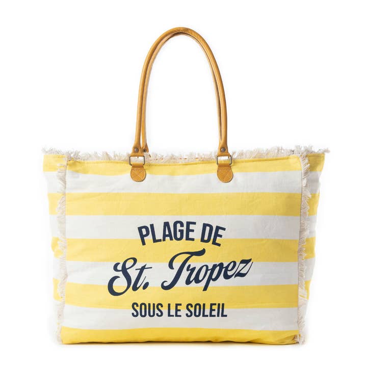 Saint Tropez Weekender Bag In Yellow & White voor wholesale door MYRA - EU