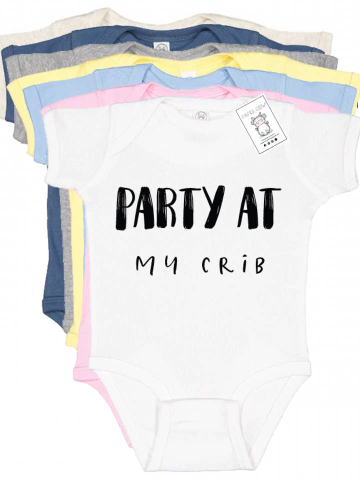 Paper Cow LLC - Wholesale Bodysuit (Non-Footed) - Baby - Baby Party at my Crib Graphic Cotton Bodysuit0