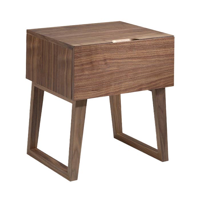 ANGEL CERDA – Mobília de quarto por atacado – Mesa de cabeceira de madeira folheada a nogueira com gaveta0