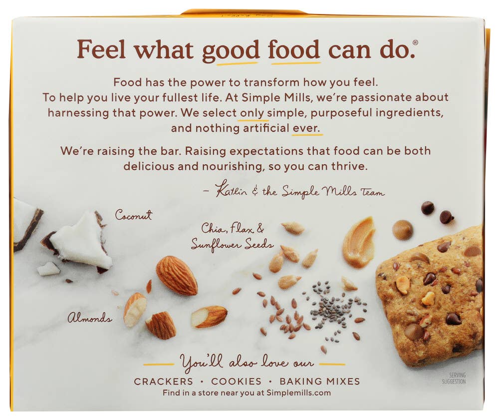 KeHE Distributors, LLC - Vente Barres de céréales - Simple Mills Bar Soft Baked Peanut Butter Choc Amande 5,99 oz1