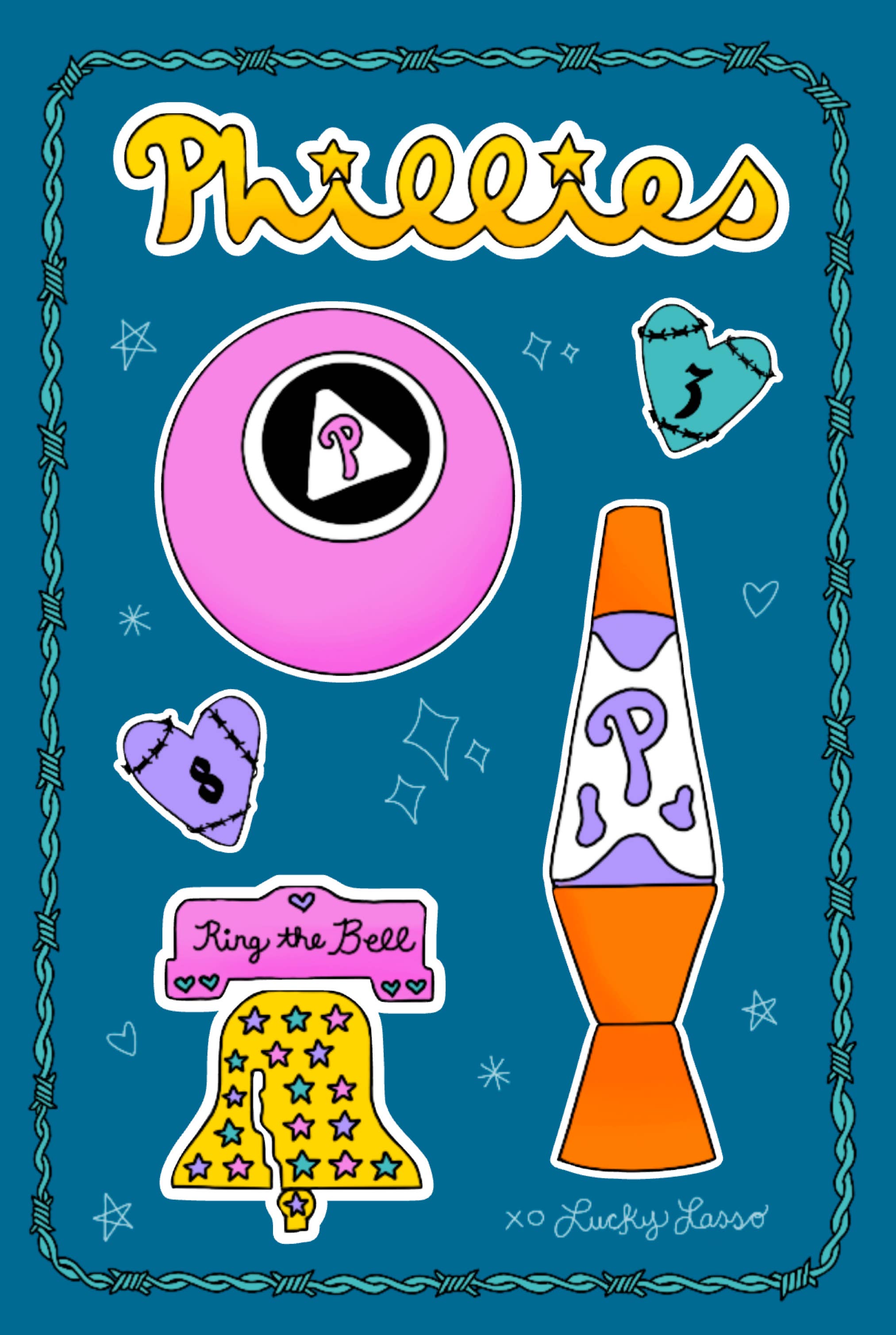 Lucky Lasso - Wholesale Sticker - Phillies sticker sheet