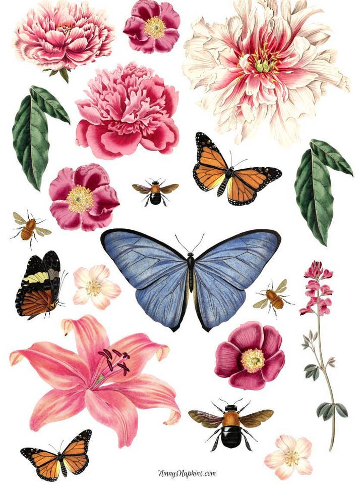 Ninny's Rice Paper A4 - Floral Elements II for wholesale by Ninnys Napkins