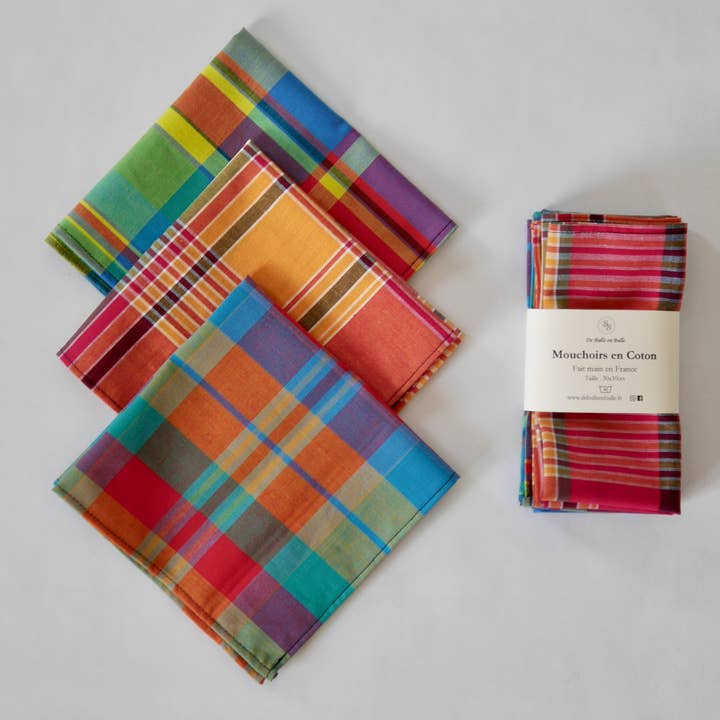 Lote de 3 pañuelos de algodón a cuadros, Surtido 2 para venta al por mayor de De Bulle en Bulle