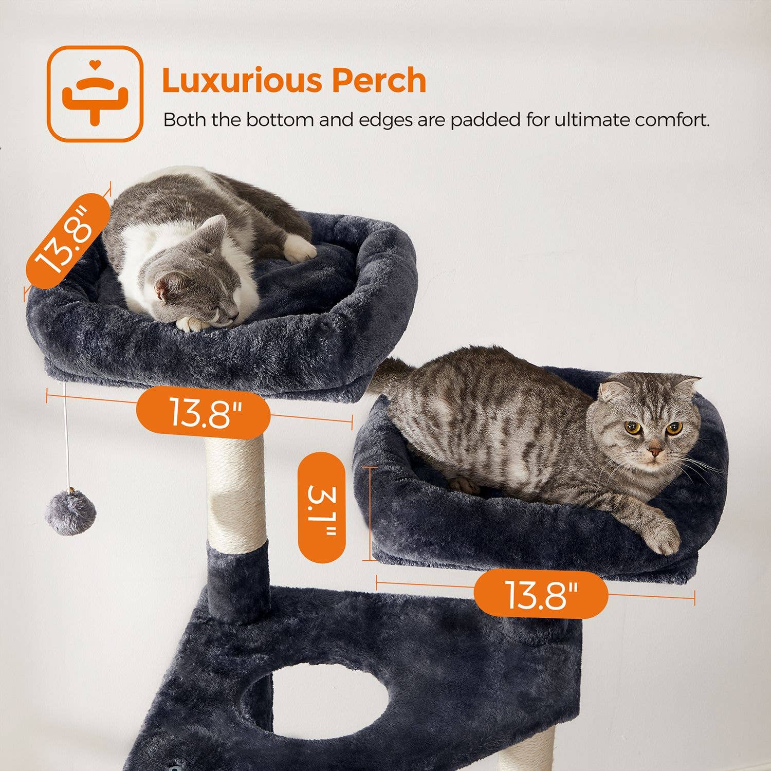 Greenwestons – wholesale Pet scratcher – Cat – 55.9-Inch Large Cat Tower with Bed-2