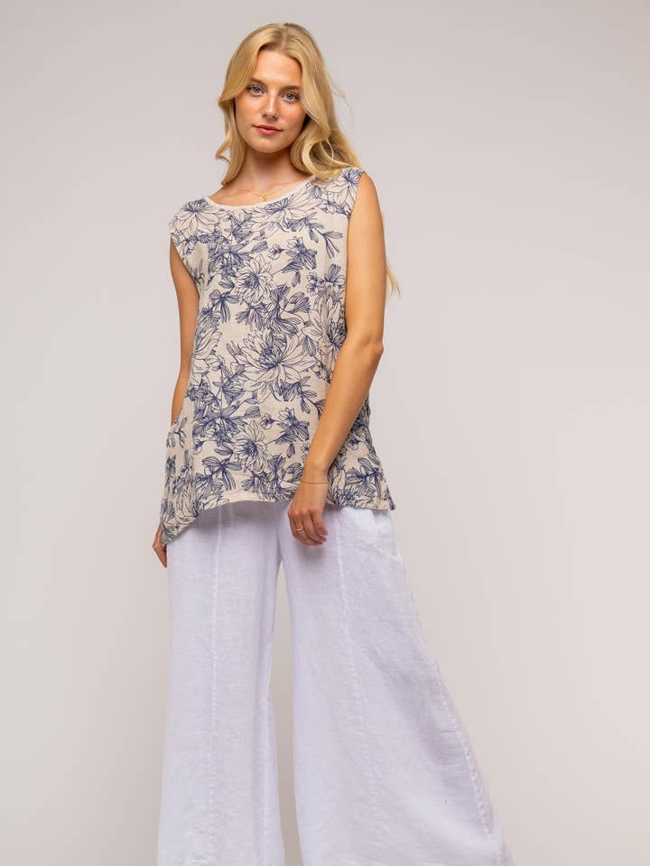 French Linen Top Sleeveless for wholesale by LINEN LUV