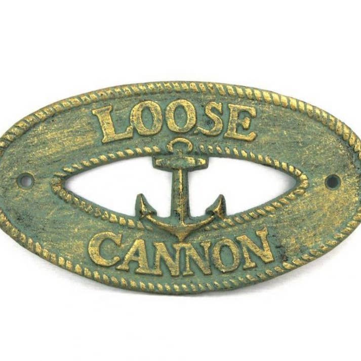 Hampton Nautical – Engroshandel Skilt – Antik Bronze støbejern løs kanon med anker tegn 8"