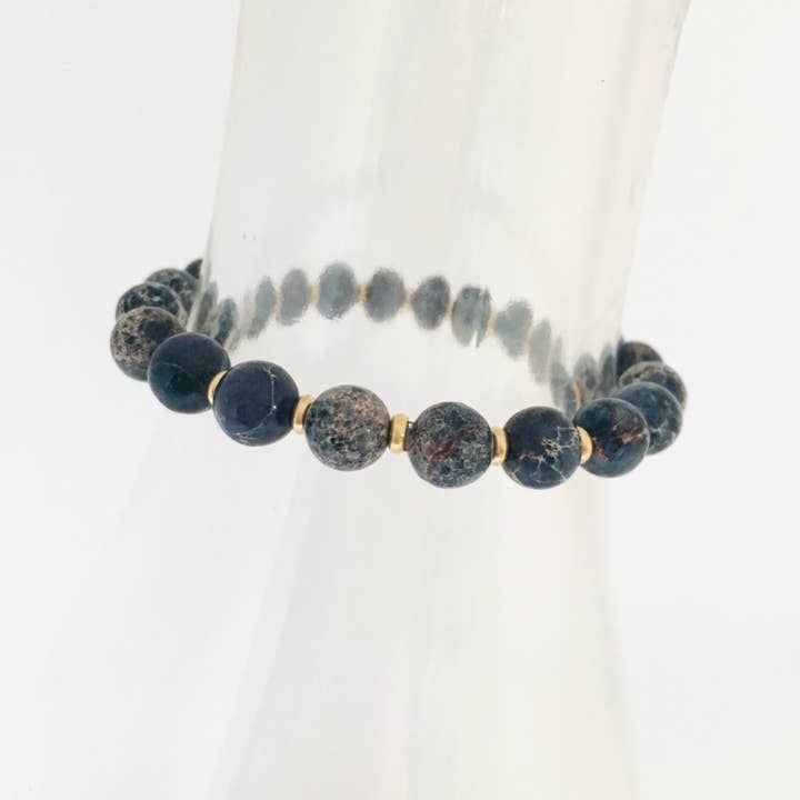 Blue Sea Sediment Jasper Stretch Bracelet for wholesale by HL Stacks