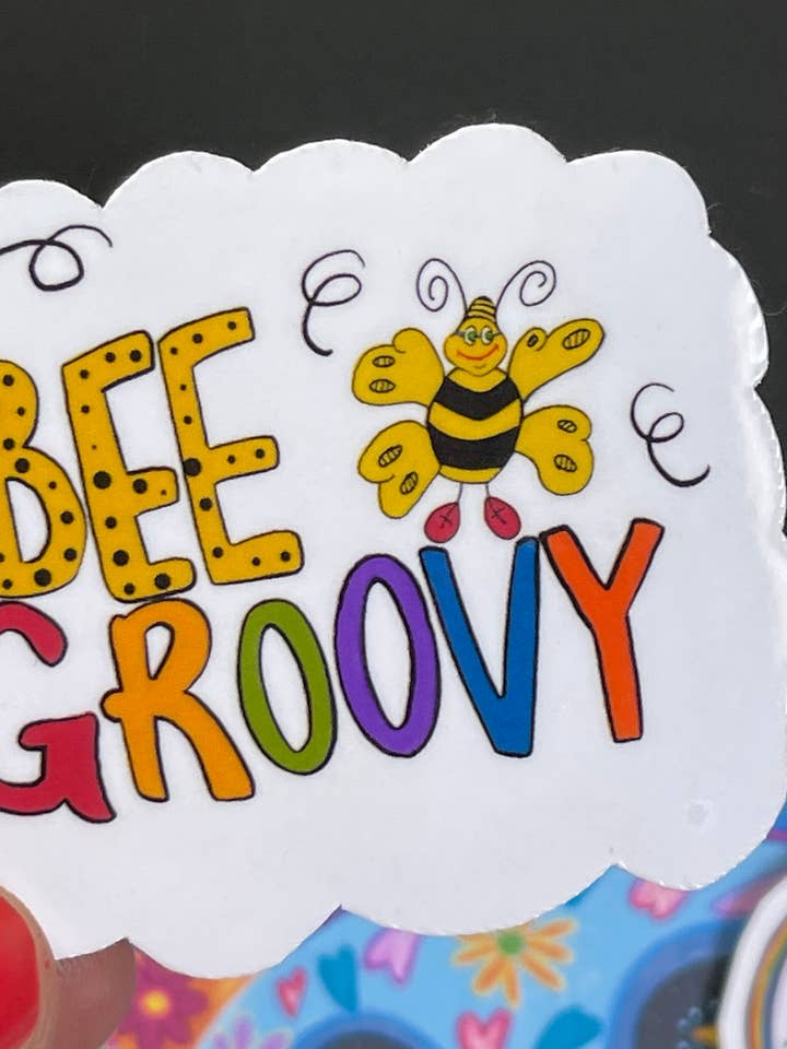 Bee Groovy 2.5" Vinyl Sticker Laminated Fun Kids Decal for wholesale by My Groovy Art Shop