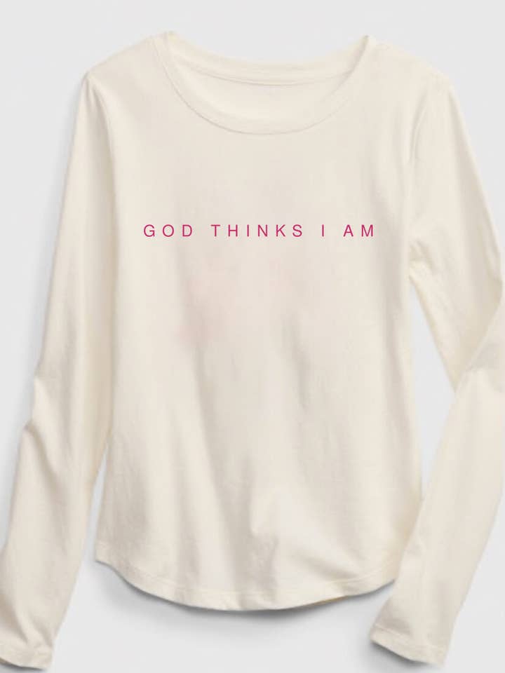 God Thinks I Am Youth Jersey Long Sleeve Tee - YS-YL for wholesale by God Thinks I Am