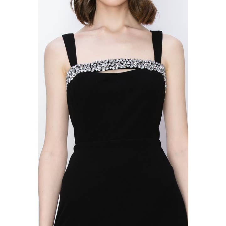 INA - Wholesale Dress - Women's - Crystal Embellished Front Cutout Detail Mini Dress