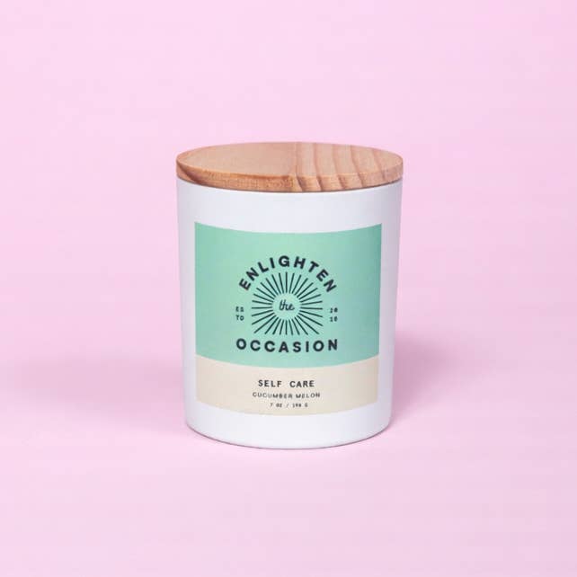 Candela Self Care in bicchiere bianco per la vendita all'ingrosso da parte di Enlighten the Occasion